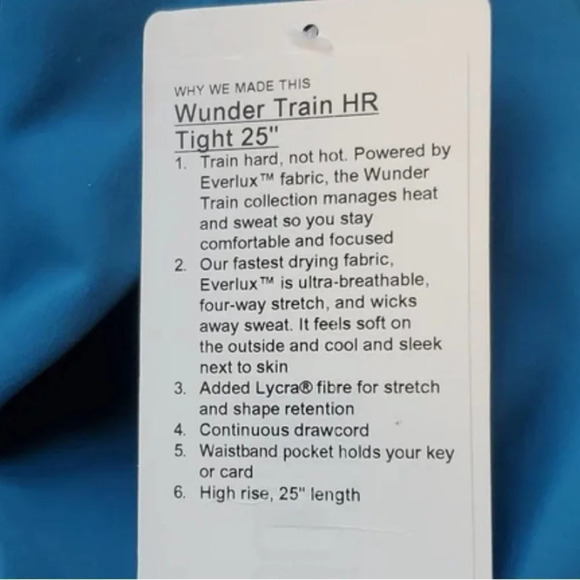 Lululemon Wunder Train High Rise Tight 25” Leggings Turquoise Athletic Size 18 - Picture 9 of 10